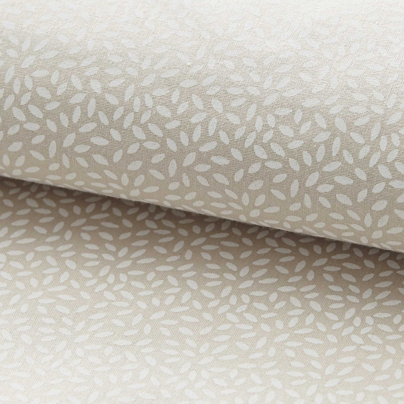 Bedruckte Baumwolle STIGMAT Helles Taupe / Mattweiß